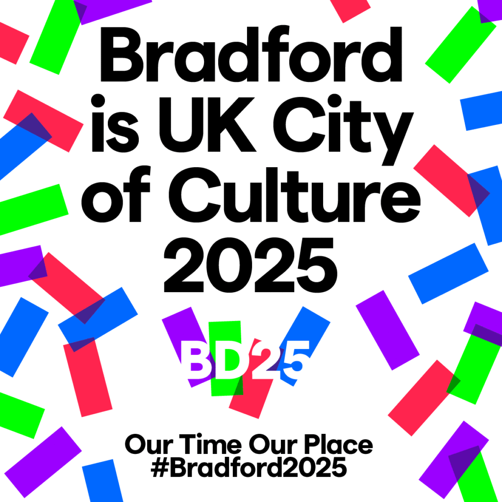 Bradford 2025 UK city of culture BD25 logo - our time our place