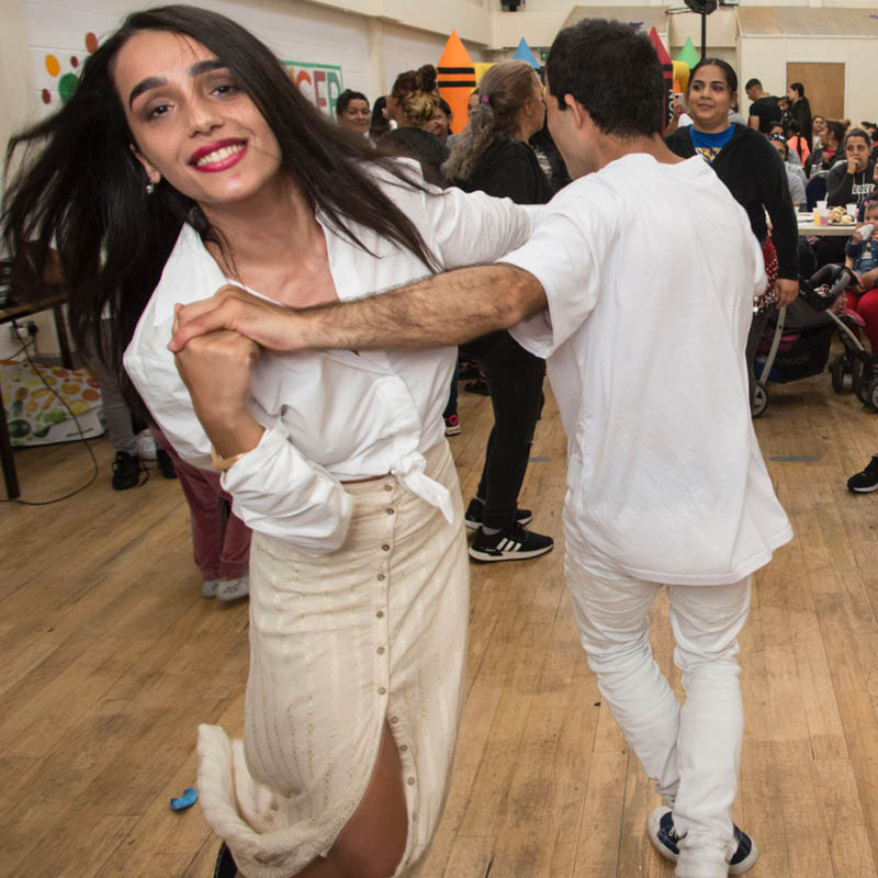 A couple dancing at a music workshop as part of BLF's Paul Hamlyn Community Project