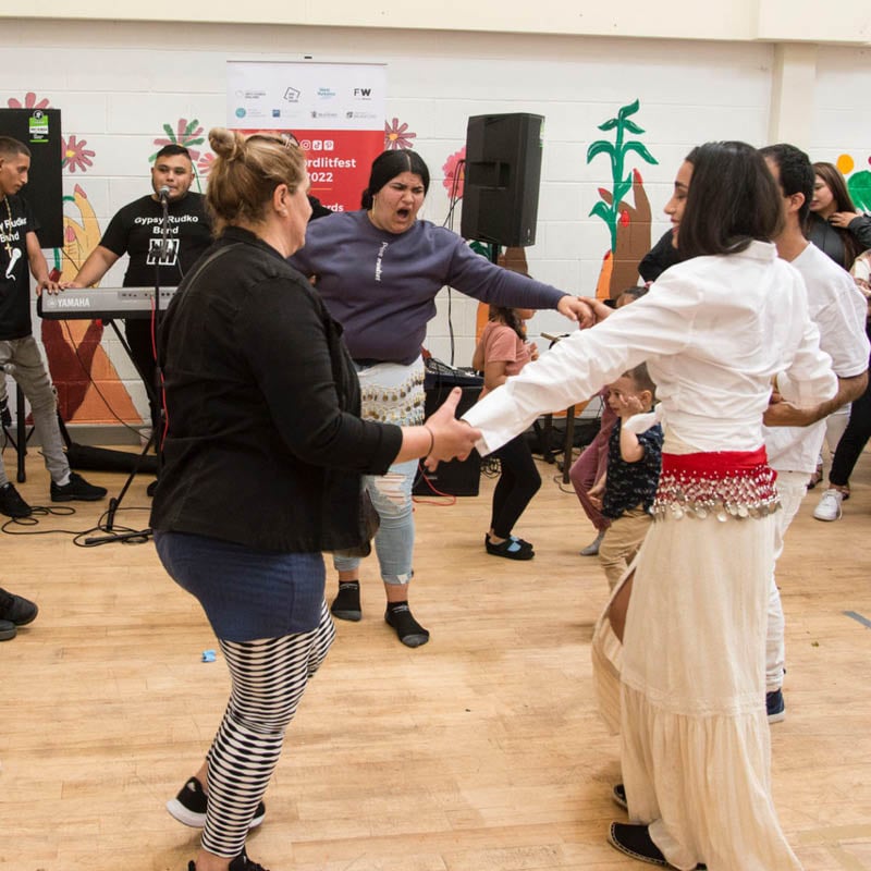 A group dancing at a music workshop as part of BLF's Paul Hamlyn Community Project