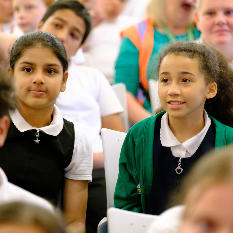 Two school children listening at a BLF Education day